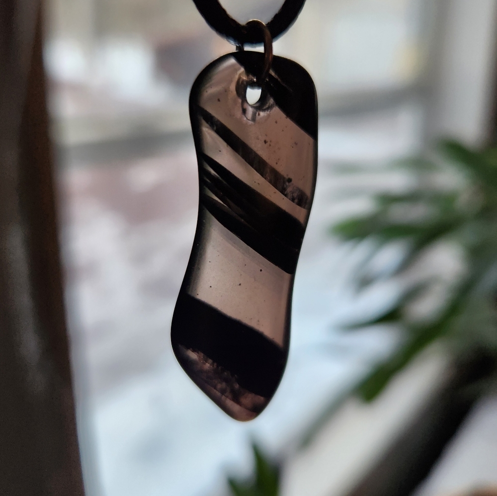 Quartz and obsidian necklace